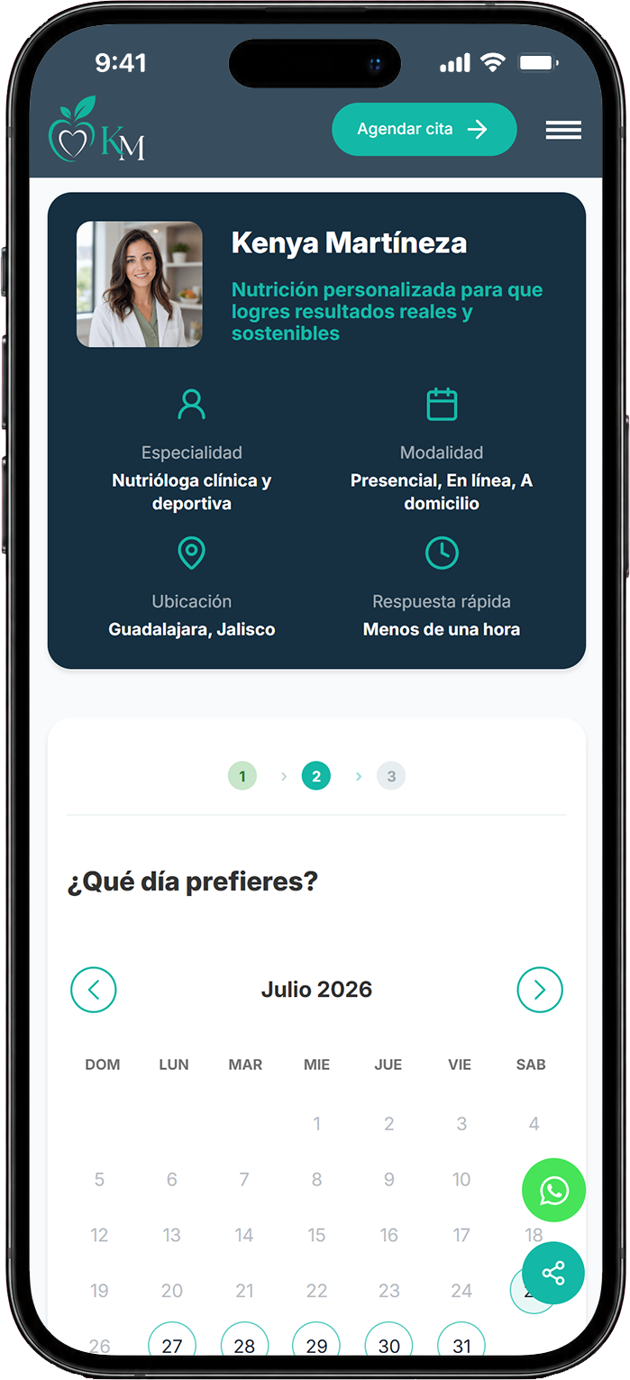 Perfil profesional online en KairosApp visto desde un teléfono móvil